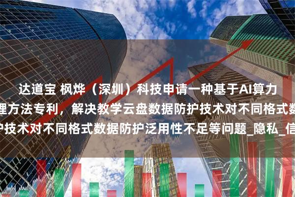 达道宝 枫烨（深圳）科技申请一种基于AI算力架构的教学云盘数据处理方法专利，解决教学云盘数据防护技术对不同格式数据防护泛用性不足等问题_隐私_信息_企业